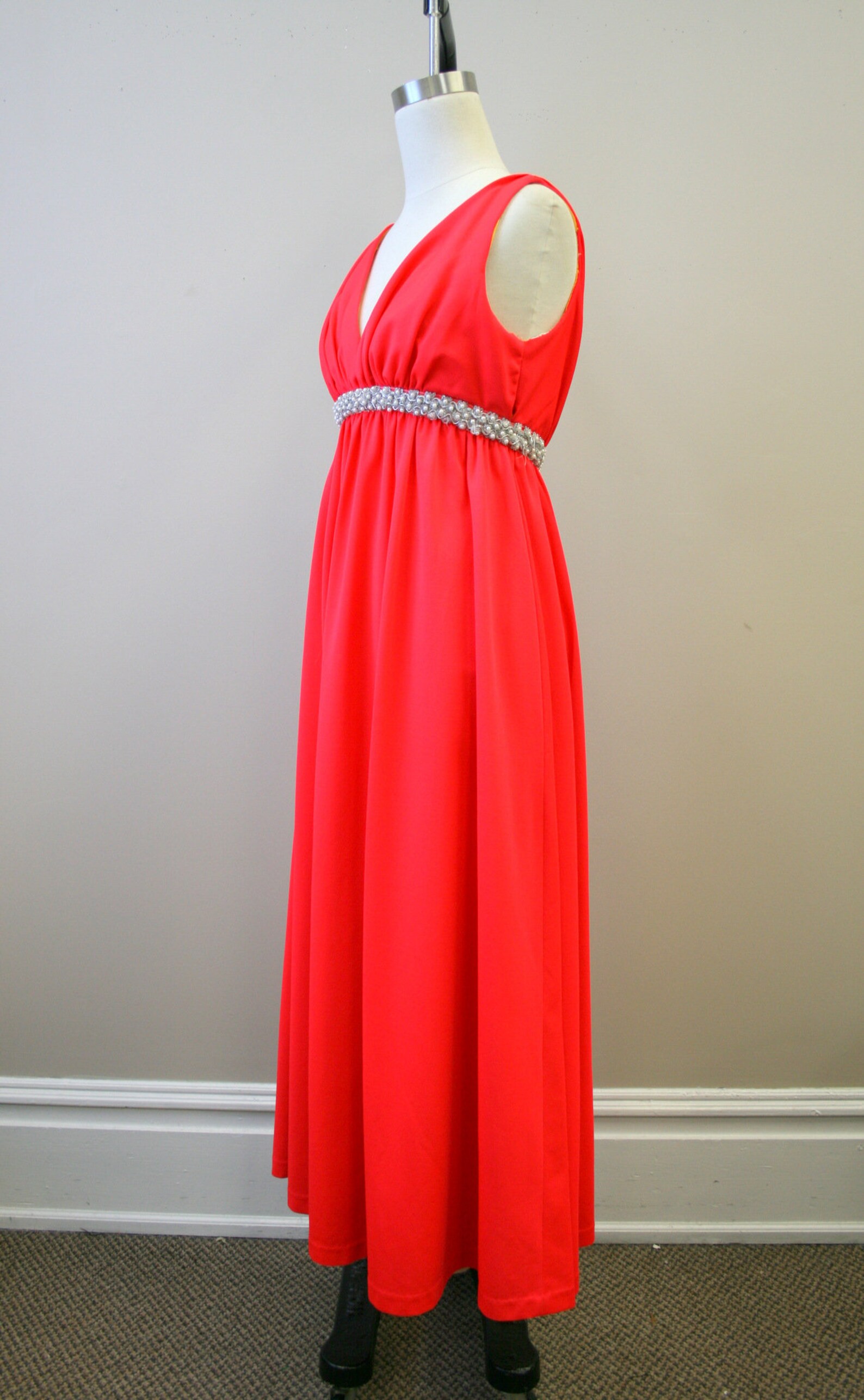 1960s Mike Benet Formals Neon Red-orange Gown - Etsy