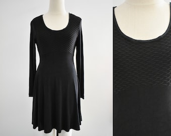 1990s Black Slinky Knit Dress