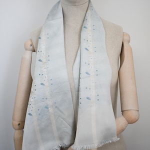 1940s/50s Blue Bird Silk Satin Long Scarf