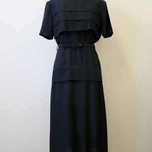 1940s Black Horizontal Pleats Dress image 3