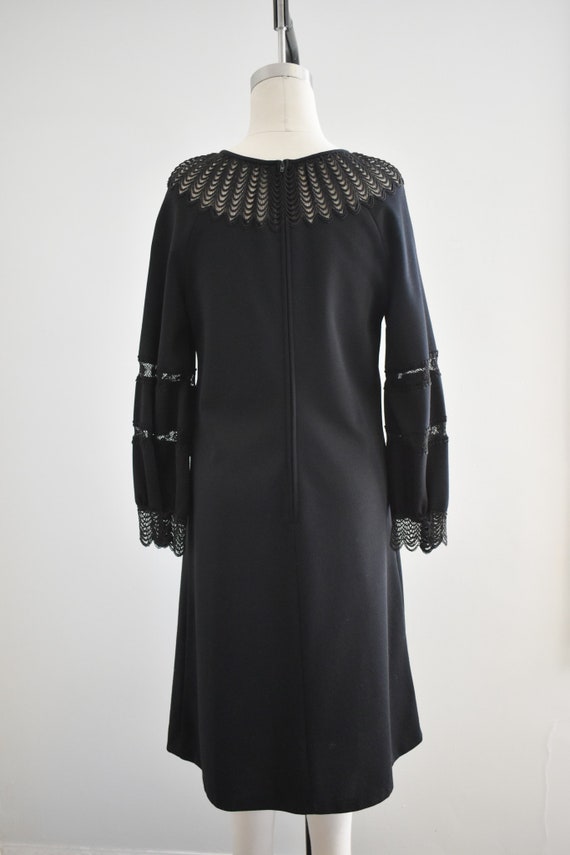 1960s Butte Knits Black Lace Neck Midi Dress - image 5