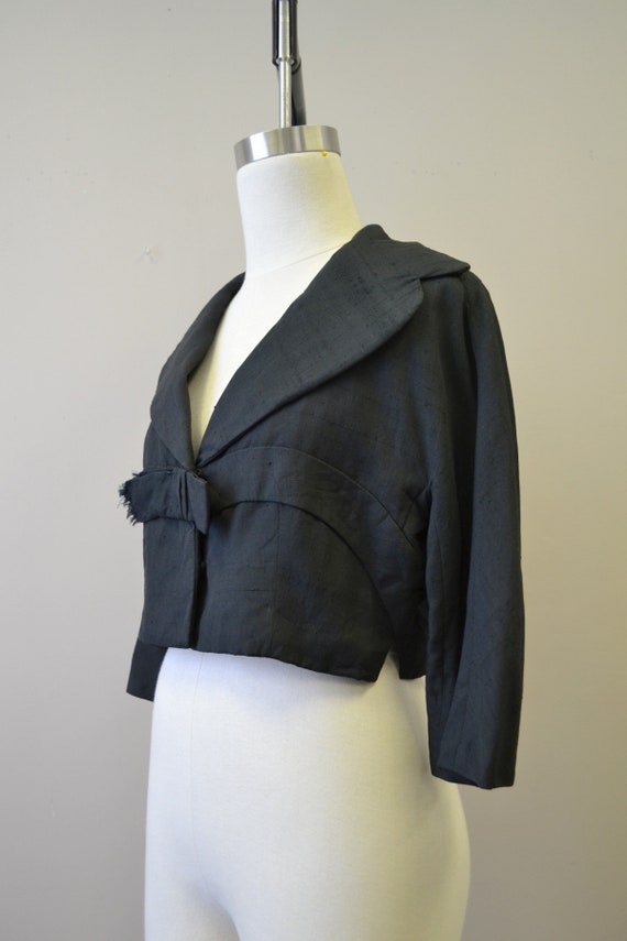 1950s Ben Zuckerman Black Silk Cropped Jacket - image 4