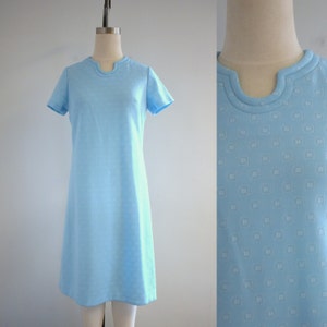 1960s Light Blue Knit Dress image 1