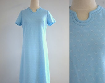 1960s Light Blue Knit Dress