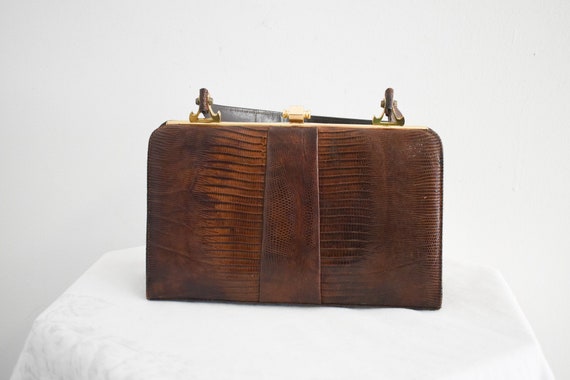 1940s/50s Brown Reptile Handbag - image 2