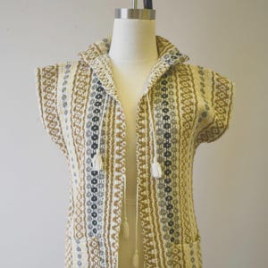 1970s Neutral Woven Vest with Tassel Ties