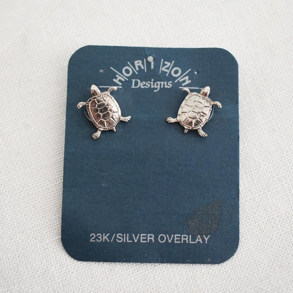 1990s Turtle Stud Pierced Earrings - image 1