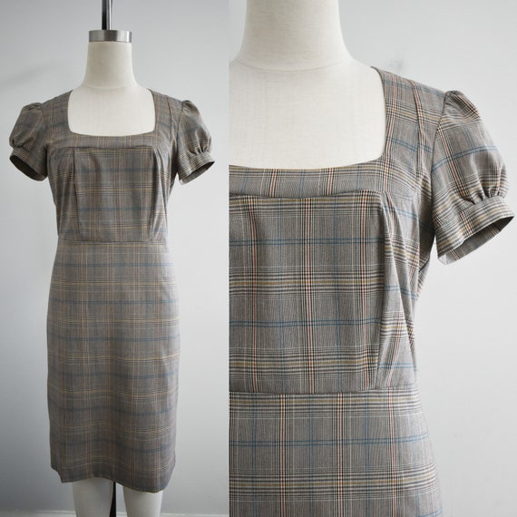 1990s Brown Plaid Dress - image 1