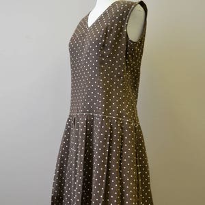 1960s California Girl Brown Polka Dot Drop Waist Dress image 3