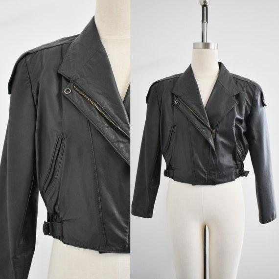 1980s Fidelity Black Leather Motorcyle Jacket - image 1