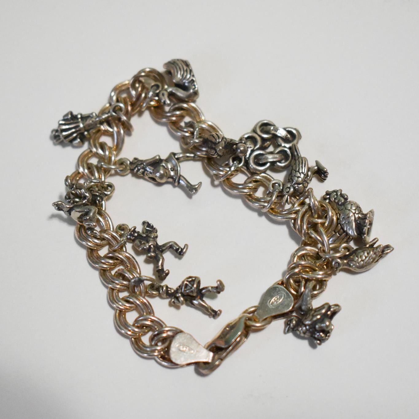 Vintage 12 Days of Christmas Sterling Silver Charm Bracelet
