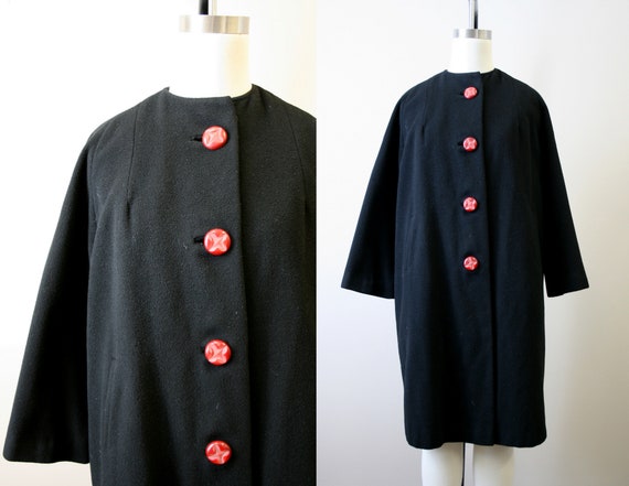 1950s Black Cashmere Coat
