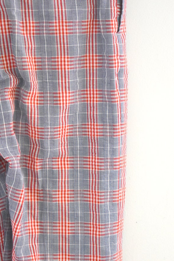 1960s Red, White, and Blue Plaid Cotton Men's Tro… - image 6