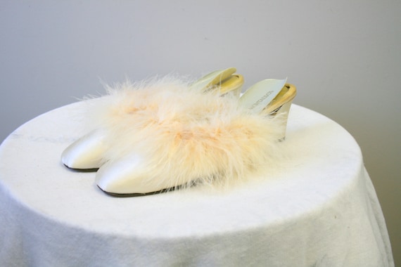 1950s Montaldo's Feather Trimmed Boudoir Slippers,