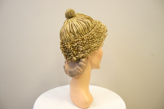 1950s Bonwit Teller Raffia Beanie Hat