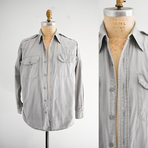 1950s Gray Cotton Police Uniform Shirt image 1