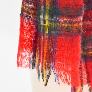 Vintage Mohair Red Plaid Scarf image 4