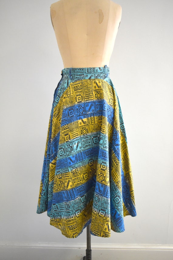 1950s Tribal Printed Cotton Circle Skirt - image 7