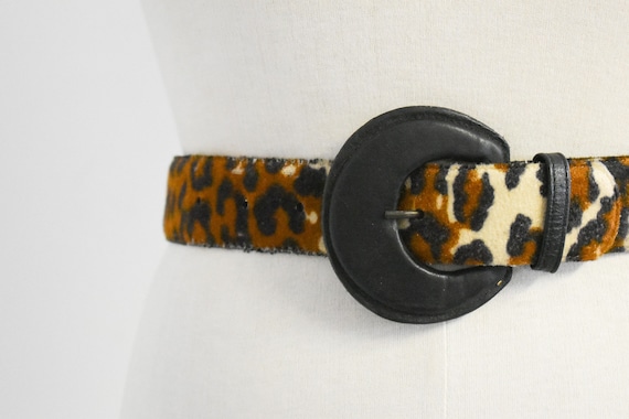1970s/80s Flocked Leopard Print Belt - image 3