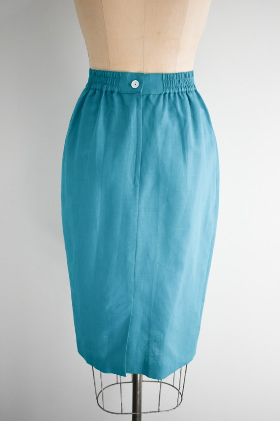 1980s Teal Pencil Skirt - image 6