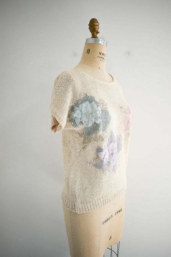 1990s Floral Applique Sweater - image 4