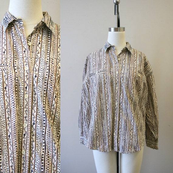 1980s Ilio Printed Cotton Shirt - image 1