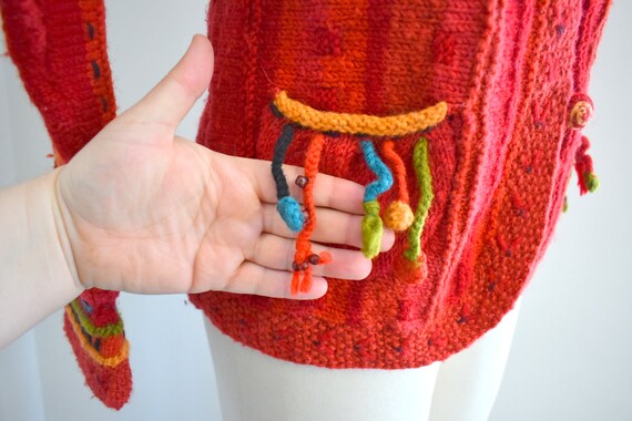 1990s Newari Hand Knit Wool Cardigan Sweater - image 5