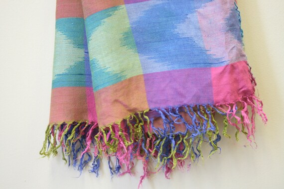 1980s Woven Ikat Cotton Scarf - image 4