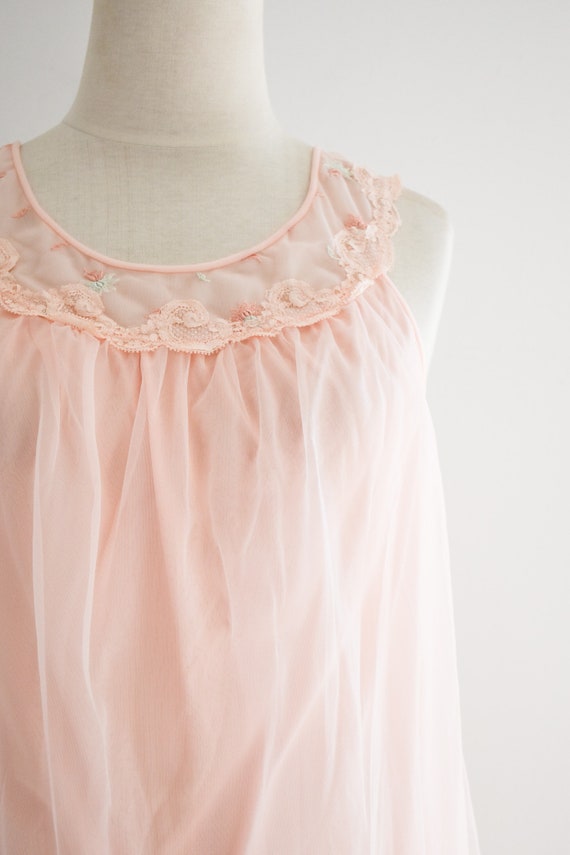 1960s Peach Chiffon Night Gown - image 4