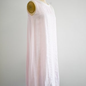 1960s Pink Voile Dress with White Embroidery image 4