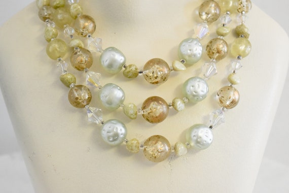 1960s Pale Green Bead Multi Strand Necklace - image 2