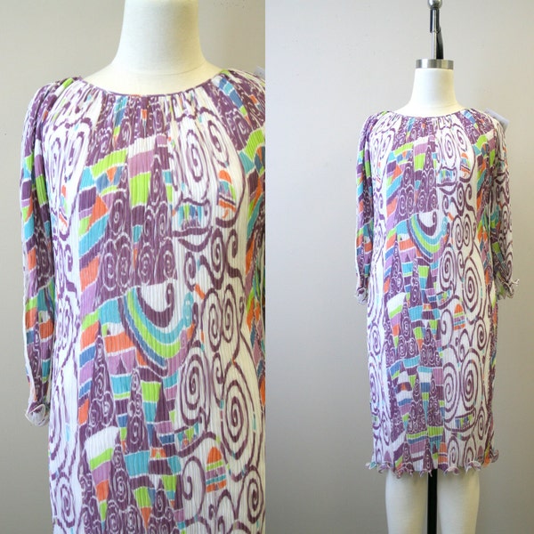 1970s Mary McFadden Black Pleated Dress