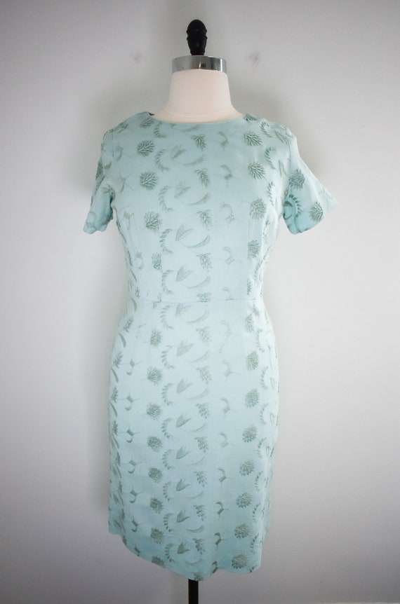 1960s Mint Embroidered Linen Dress - image 3