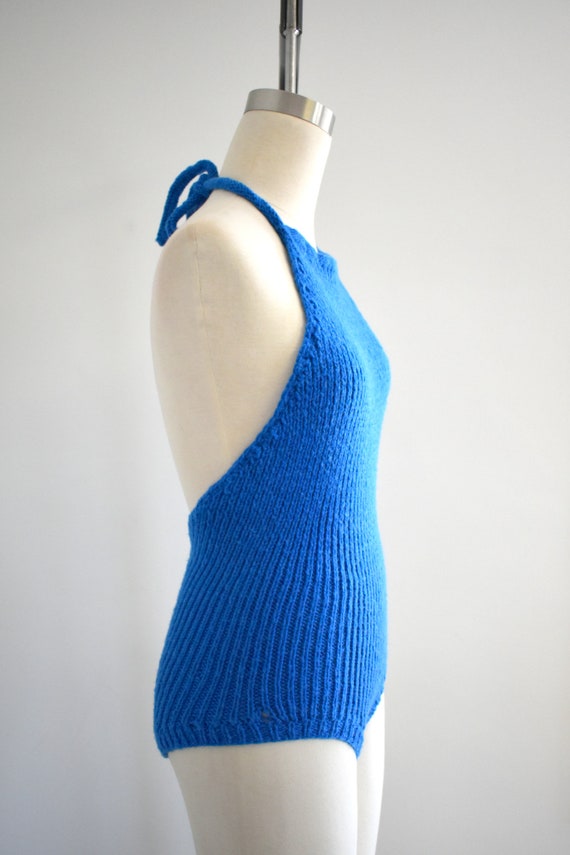 Vintage Blue Sweater Knit Swimsuit - image 4