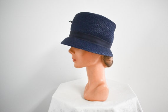 1960s Mod Navy Straw Hat - image 3