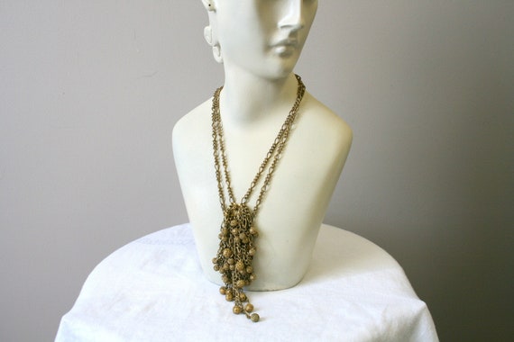1930s Miriam Haskell Brass Dangle Necklace