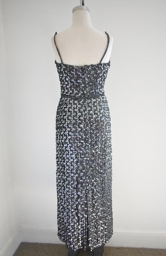 1970s Black and Silver Sequin Dress - image 5