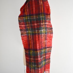 Vintage Mohair Red Plaid Scarf image 5