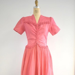 1940s Rosy Pink Formal Gown