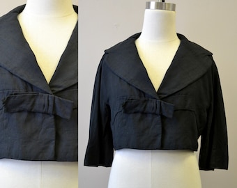 1950s Ben Zuckerman Black Silk Cropped Jacket