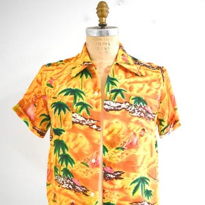 1970s Printed Hawaiian Men&#39;s Shirt