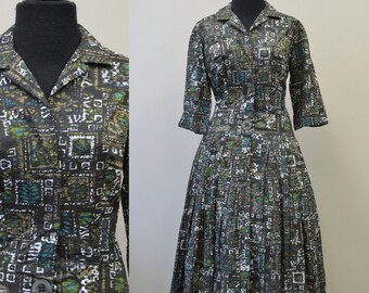 1950s Craely Polynesian Batik Dress