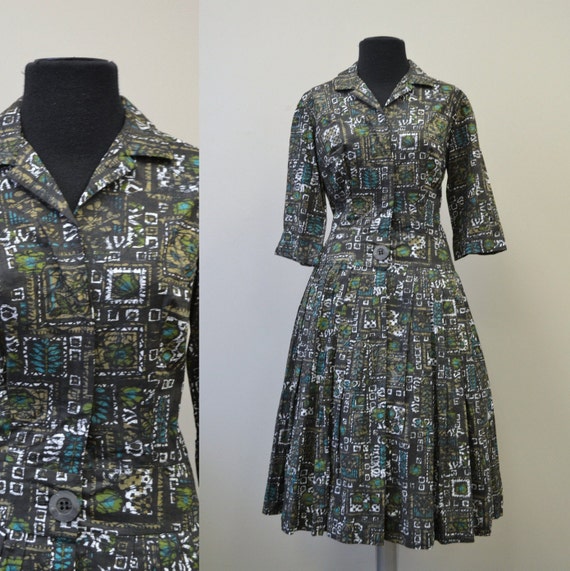 1950s Craely Polynesian Batik Dress