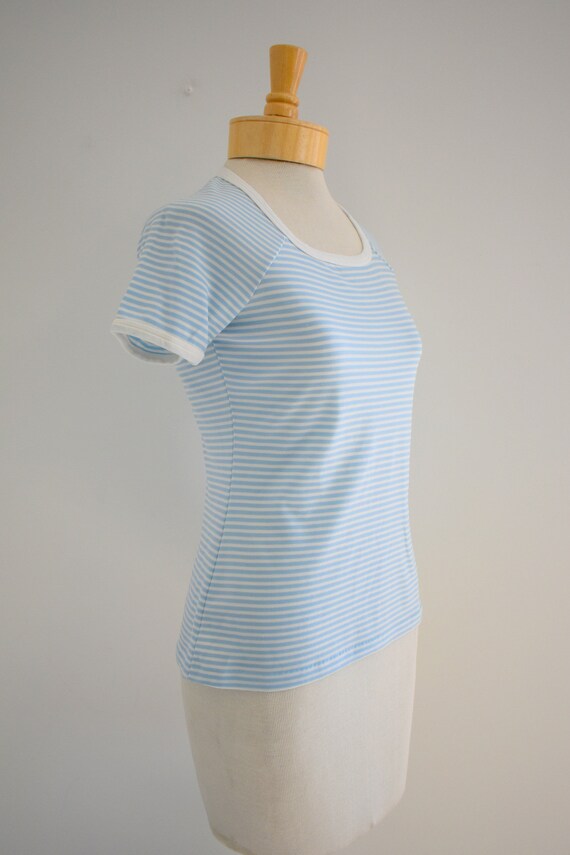 1970s Blue and White Striped Knit Shirt - image 4