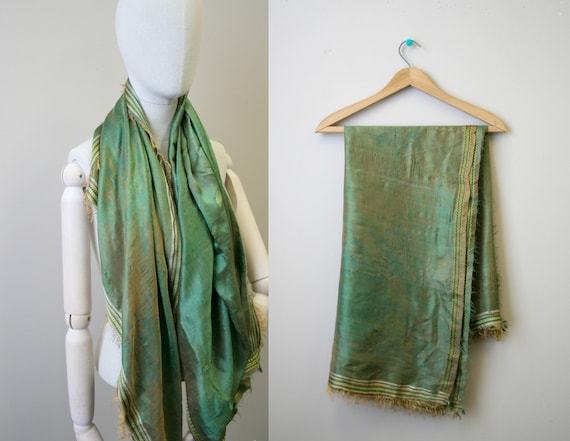 Antique Green/Brown Silk Scarf