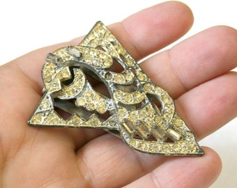 Art Deco Rhinestone Fur Clip