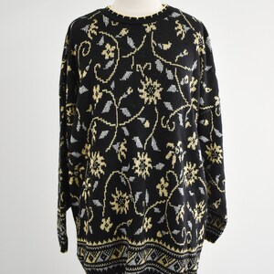1980s Black, Silver, and Gold Tunic Sweater image 2