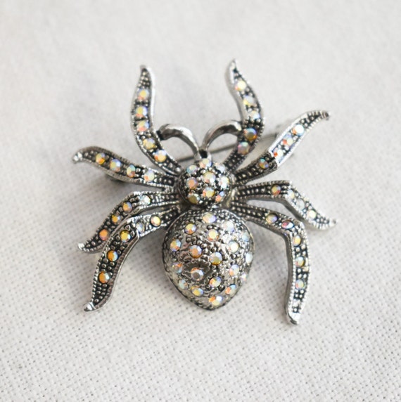 1990s AB Rhinestone Spider Brooch