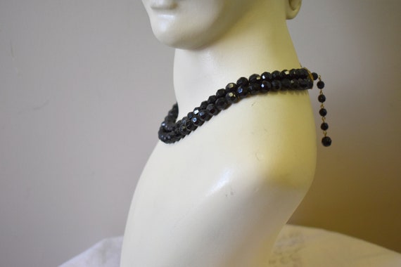 1950s Black Faceted Glass Bead Necklace and Brace… - image 5