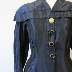 1940s Navy Taffeta Jacket and Skirt Set image 2